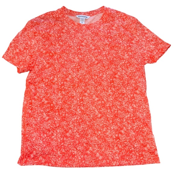 NWOT Athleta Organic Daily Relaxed Tee in Coral Pink Orange Speckled Pattern New - Picture 1 of 6